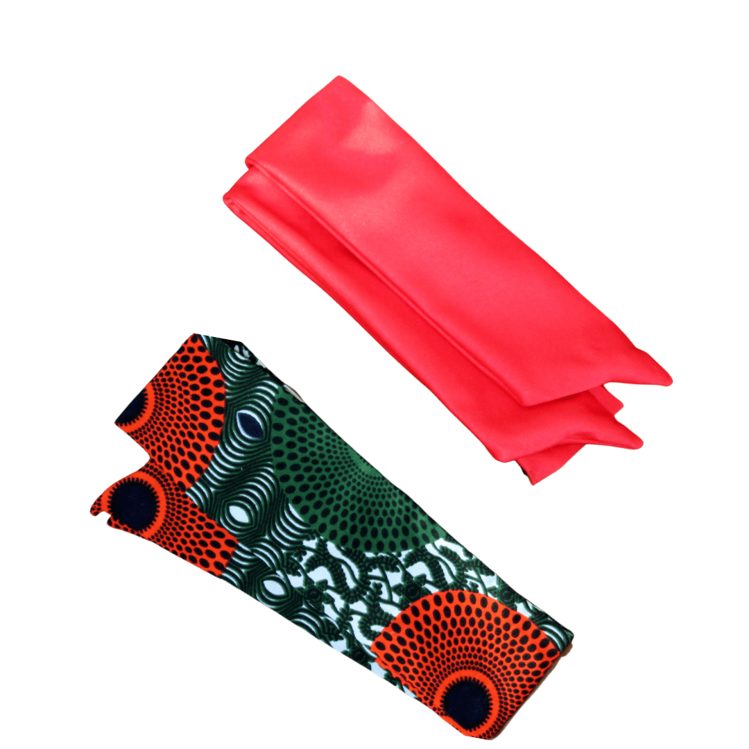 Bonnet De Nuit Et De Douche En Wax Et Satin - Protection Cheveux Multicolore Fait Main Au Togo